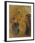 Profile of a Woman with a Vase of Flowers-Odilon Redon-Framed Giclee Print