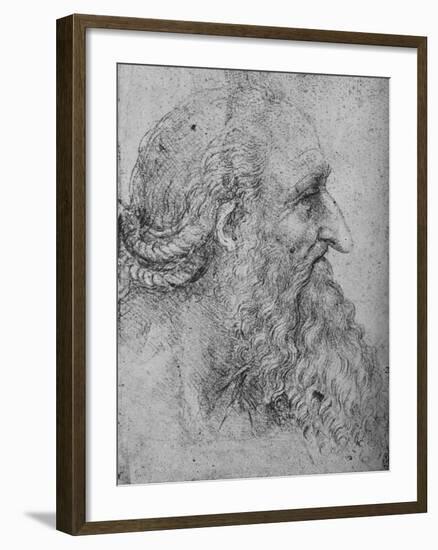 'Profile of an Old, Bearded Man to the Right', c1480 (1945)-Leonardo Da Vinci-Framed Giclee Print