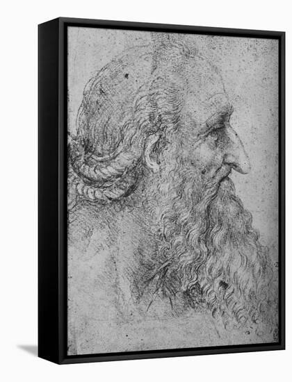 'Profile of an Old, Bearded Man to the Right', c1480 (1945)-Leonardo Da Vinci-Framed Stretched Canvas