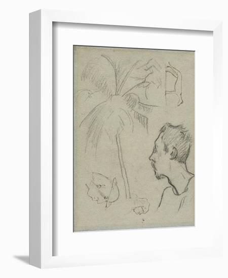 Profile of Charles Laval with Palm Tree and Other Sketches , 1887-Paul Gauguin-Framed Giclee Print