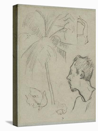 Profile of Charles Laval with Palm Tree and Other Sketches , 1887-Paul Gauguin-Stretched Canvas