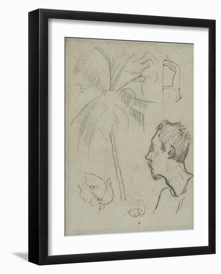 Profile of Charles Laval with Palm Tree and Other Sketches , 1887-Paul Gauguin-Framed Giclee Print