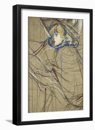 Profile of Woman: Jane Avril; Profil De Femme: Jane Avril, 1893-Henri de Toulouse-Lautrec-Framed Giclee Print