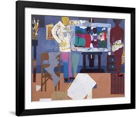Profile/Part II, The Thirties: Artist with Painting and Model, c.1981-Romare Bearden-Framed Art Print