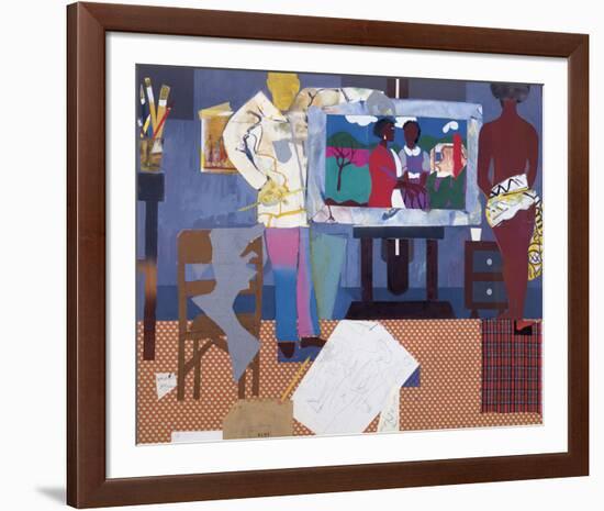 Profile/Part II, The Thirties: Artist with Painting and Model, c.1981-Romare Bearden-Framed Art Print