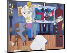 Profile/Part II, The Thirties: Artist with Painting and Model, c.1981-Romare Bearden-Mounted Art Print