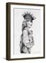 Profile Portrait of a Pirate Woman from the Caribbean (Privateer), with Little Monkey in Her Arms.-Alessandro Lonati-Framed Giclee Print