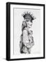 Profile Portrait of a Pirate Woman from the Caribbean (Privateer), with Little Monkey in Her Arms.-Alessandro Lonati-Framed Giclee Print
