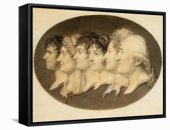 Profile Portrait of Augustin and His Family-Jean-Baptiste-Jacques Augustin-Framed Stretched Canvas