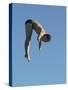 Profile shot of a young man diving-null-Stretched Canvas