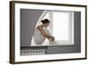 Profile Shot of Sad Woman Sitting on Window Sill-Nosnibor137-Framed Photographic Print