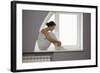 Profile Shot of Sad Woman Sitting on Window Sill-Nosnibor137-Framed Photographic Print
