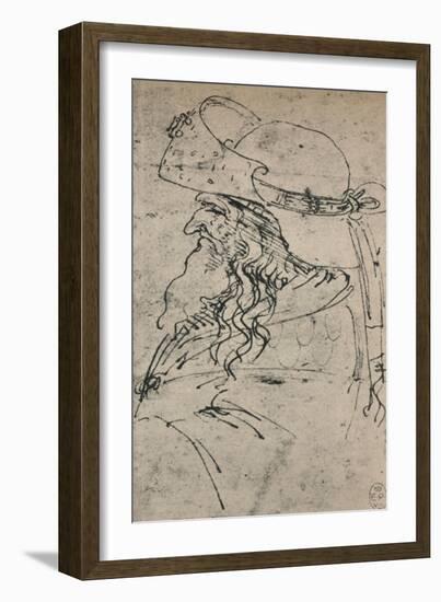 'Profile to the Left of an Old Man in a Large Hat', c1480 (1945)-Leonardo Da Vinci-Framed Giclee Print