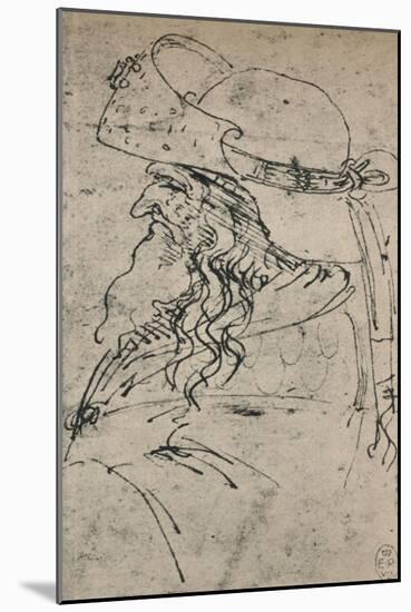 'Profile to the Left of an Old Man in a Large Hat', c1480 (1945)-Leonardo Da Vinci-Mounted Giclee Print