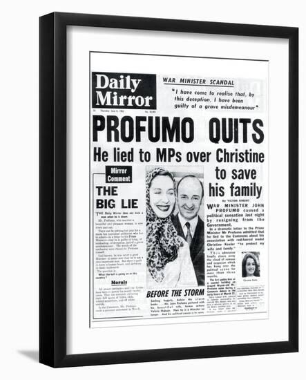 Profumo Quits; He Lied to MPs Over Christine to Save His Fanily-null-Framed Photographic Print