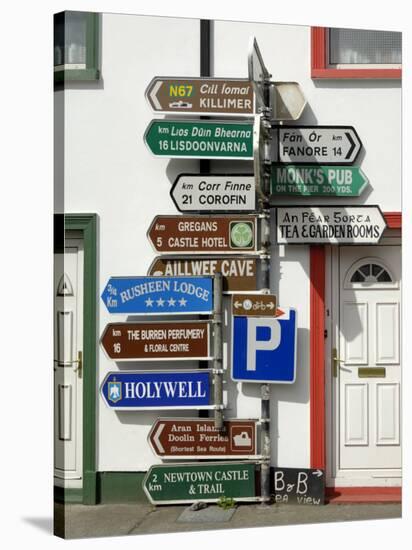 Profusion of Road Signs, Ballyvaughan, County Clare, Munster, Republic of Ireland-Gary Cook-Stretched Canvas