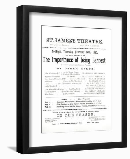 Programme for a Performance of The Importance of Being Earnest, by Oscar Wilde-null-Framed Giclee Print