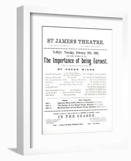 Programme for a Performance of The Importance of Being Earnest, by Oscar Wilde-null-Framed Giclee Print