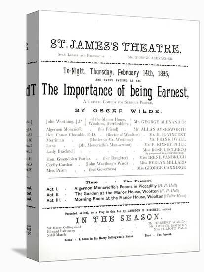 Programme for a Performance of The Importance of Being Earnest, by Oscar Wilde-null-Stretched Canvas