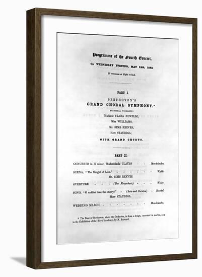 Programme for Beethoven's Grand Choral Symphony, 1852-null-Framed Art Print