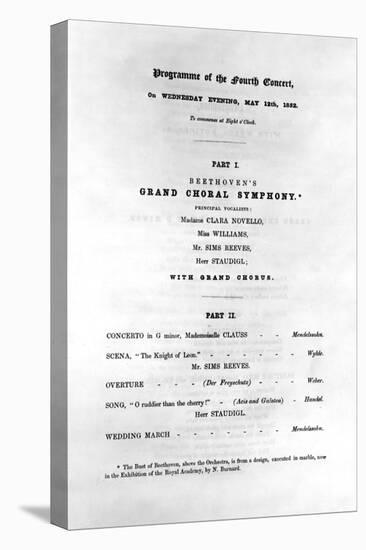 Programme for Beethoven's Grand Choral Symphony, 1852-null-Stretched Canvas