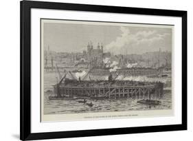 Progress of the Works of the Tower Bridge over the Thames-null-Framed Premium Giclee Print