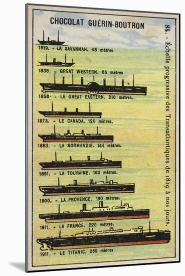 Progressive Increase in the Size of Transatlantic Ships from 1819 to 1911-null-Mounted Giclee Print