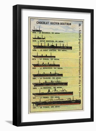 Progressive Increase in the Size of Transatlantic Ships from 1819 to 1911-null-Framed Premium Giclee Print