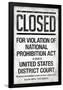 Prohibition Act Closed Sign Notice Poster-null-Framed Poster