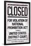 Prohibition Act Closed Sign Notice-null-Framed Art Print