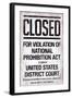 Prohibition Act Closed Sign Notice-null-Framed Art Print