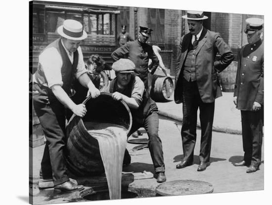 Prohibition Agents Dump Liquor Into Sewer, NYC-Science Source-Stretched Canvas