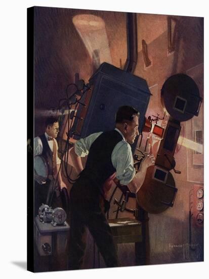 Projectionist at Work, 1921-null-Stretched Canvas