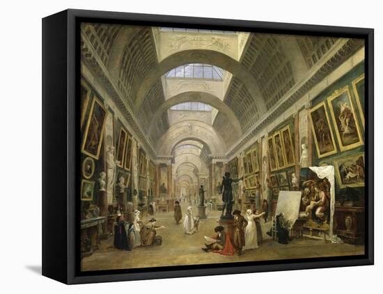 Projet d'aménagement de la Grande Galerie du Louvre en 1796-Hubert Robert-Framed Stretched Canvas