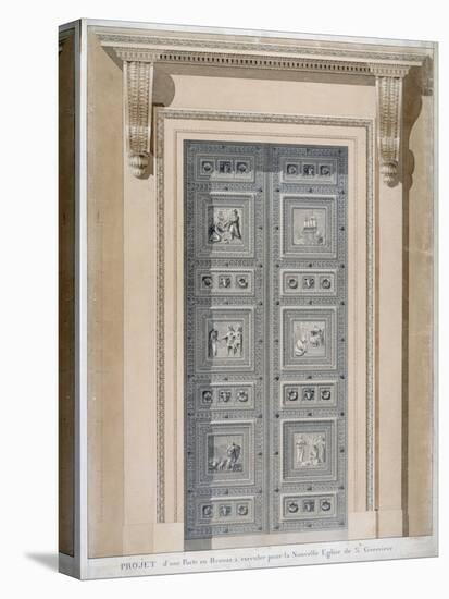 Projet d'une porte en bronze a executer pour la nouvelle eglise Sainte Genevieve, XVIIeme siecle-null-Stretched Canvas