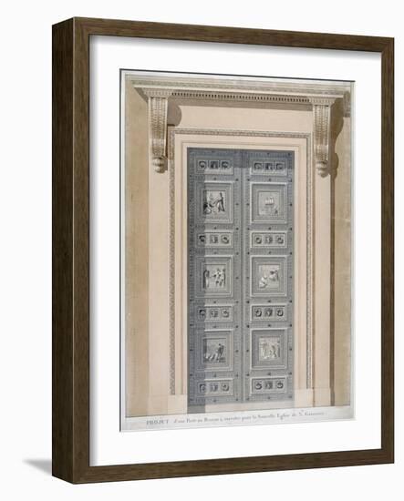 Projet d'une porte en bronze a executer pour la nouvelle eglise Sainte Genevieve, XVIIeme siecle-null-Framed Giclee Print