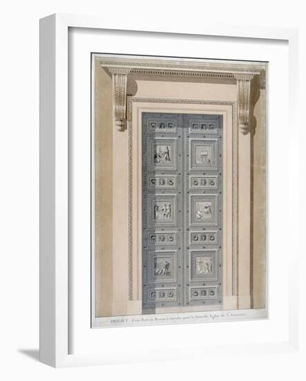 Projet d'une porte en bronze a executer pour la nouvelle eglise Sainte Genevieve, XVIIeme siecle-null-Framed Giclee Print