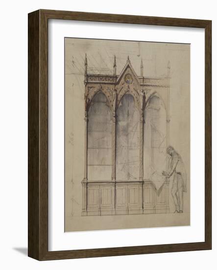 Projet de bibliothèque à trois compartiments d'inspiration néo-gothique, le-Antoine Zoegger-Framed Giclee Print
