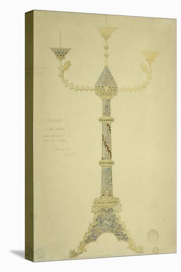 Projet de candélabre à sept branches-Eugène Viollet-le-Duc-Stretched Canvas