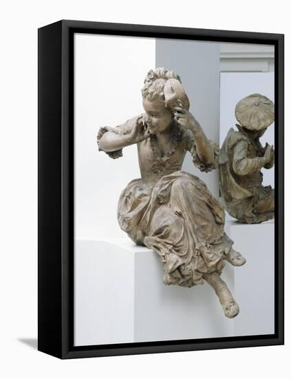 Projet de monument à Antoine Watteau : La jeune fille au masque-Jean Antoine Watteau-Framed Stretched Canvas