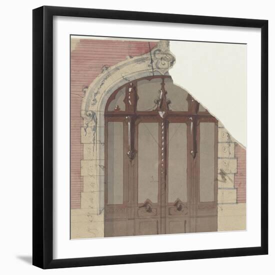 Projet de porte vitrée à deux battants et deux parties fixes, cintrées en partie haute-Antoine Zoegger-Framed Giclee Print