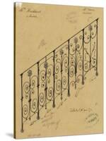 Projet de rampe d'escalier en fer forgé pour l'hôtel de Mme Heidsieck-Alphonse Gosset-Stretched Canvas