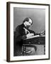 Prolific English Novelist Charles Dickens Seated Writing with a Quill Pen-null-Framed Premium Photographic Print