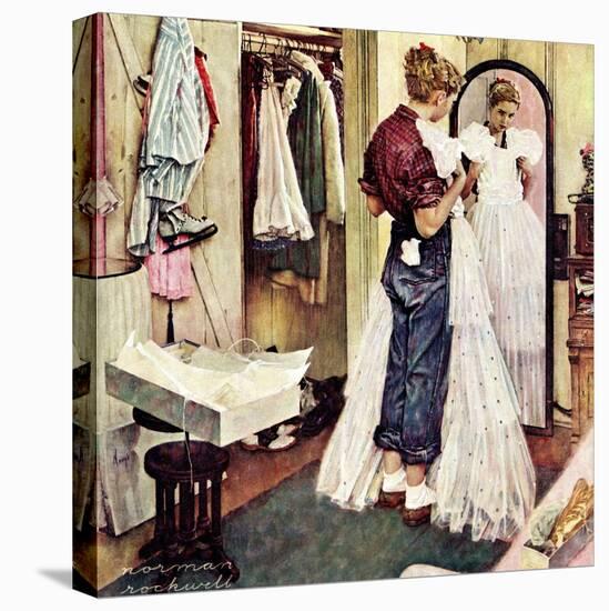 "Prom Dress", March 19,1949-Norman Rockwell-Stretched Canvas