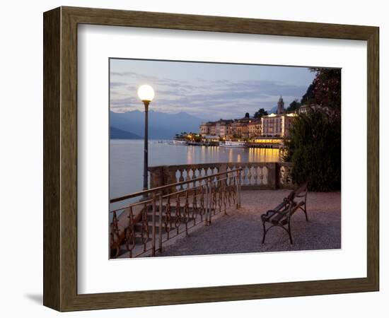 Promenade and Lake at Dusk, Bellagio, Lake Como, Lombardy, Italian Lakes, Italy, Europe-Frank Fell-Framed Photographic Print