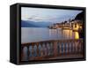 Promenade and Lake at Dusk, Bellagio, Lake Como, Lombardy, Italian Lakes, Italy, Europe-Frank Fell-Framed Stretched Canvas