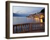 Promenade and Lake at Dusk, Bellagio, Lake Como, Lombardy, Italian Lakes, Italy, Europe-Frank Fell-Framed Photographic Print