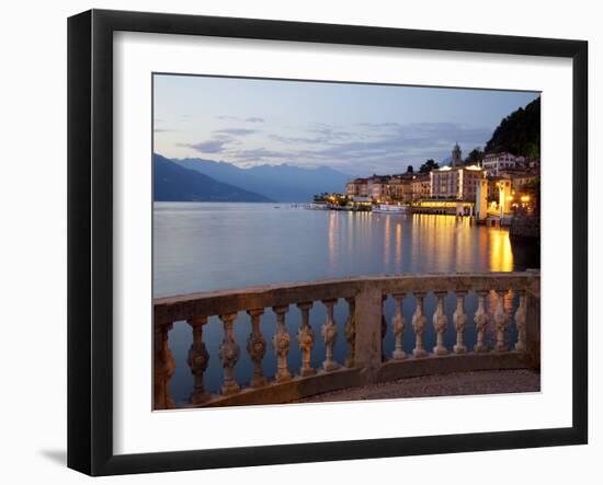 Promenade and Lake at Dusk, Bellagio, Lake Como, Lombardy, Italian Lakes, Italy, Europe-Frank Fell-Framed Photographic Print