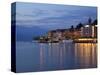 Promenade and Lake at Dusk, Bellagio, Lake Como, Lombardy, Italian Lakes, Italy, Europe-Frank Fell-Stretched Canvas