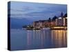 Promenade and Lake at Dusk, Bellagio, Lake Como, Lombardy, Italian Lakes, Italy, Europe-Frank Fell-Stretched Canvas